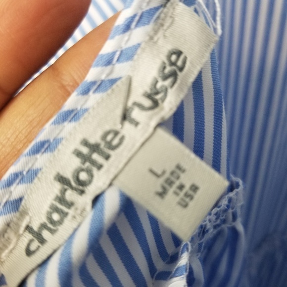 Seersucker stripes sleeveless dress L *G1 - Picture 3 of 3